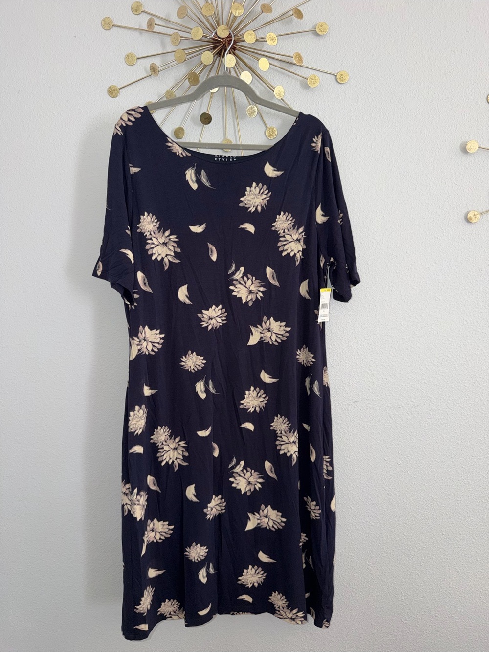 Simply Styled Navy Midi Dress with Cream Floral Print